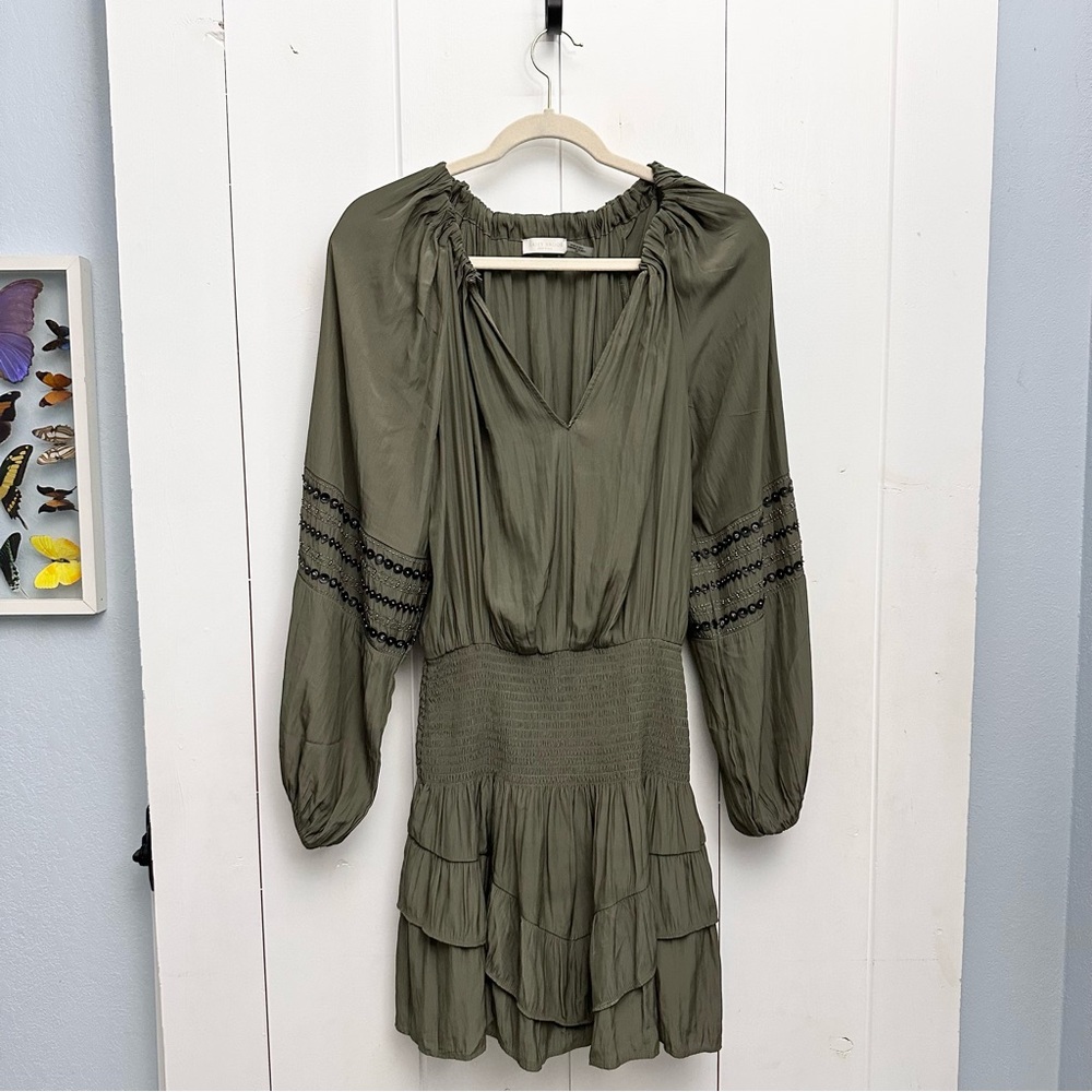 Ramy Brook Ralphie Ruffle Mini Dress In Olive Green Size Small - Picture 5 of 9